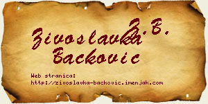 Živoslavka Backović vizit kartica